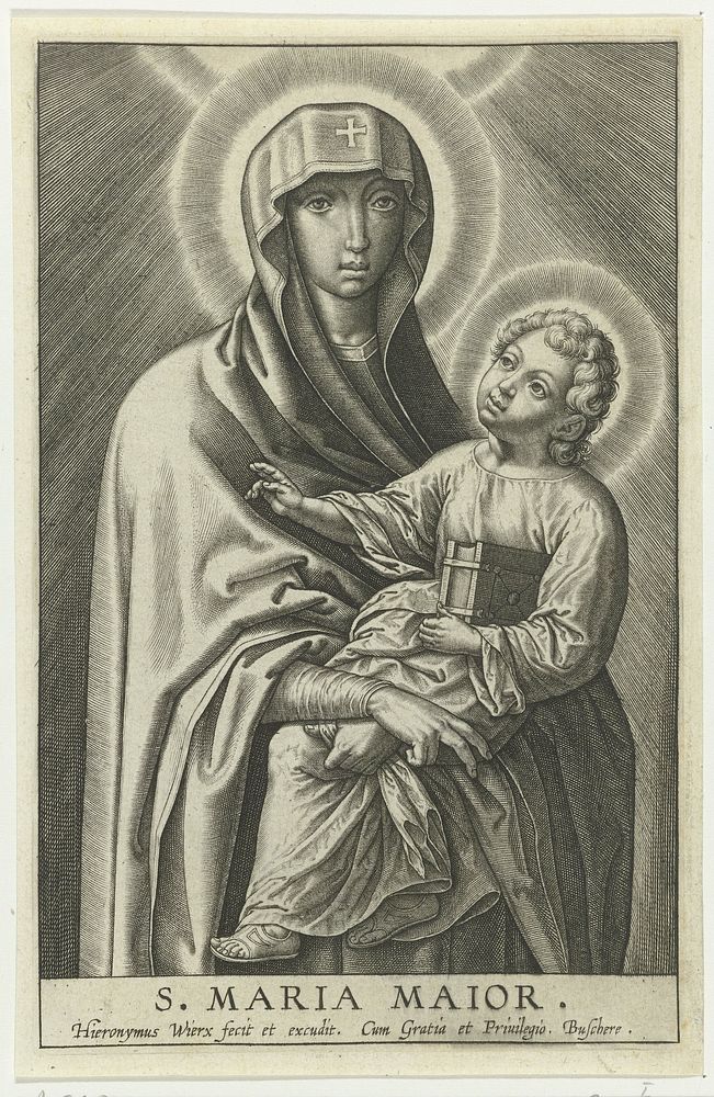 Maria met het Christuskind (1563 - before 1600) by Hieronymus Wierix, Hieronymus Wierix and Joachim de Buschere