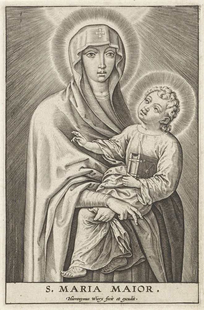 Maria met het Christuskind (1563 - before 1619) by Hieronymus Wierix and Hieronymus Wierix