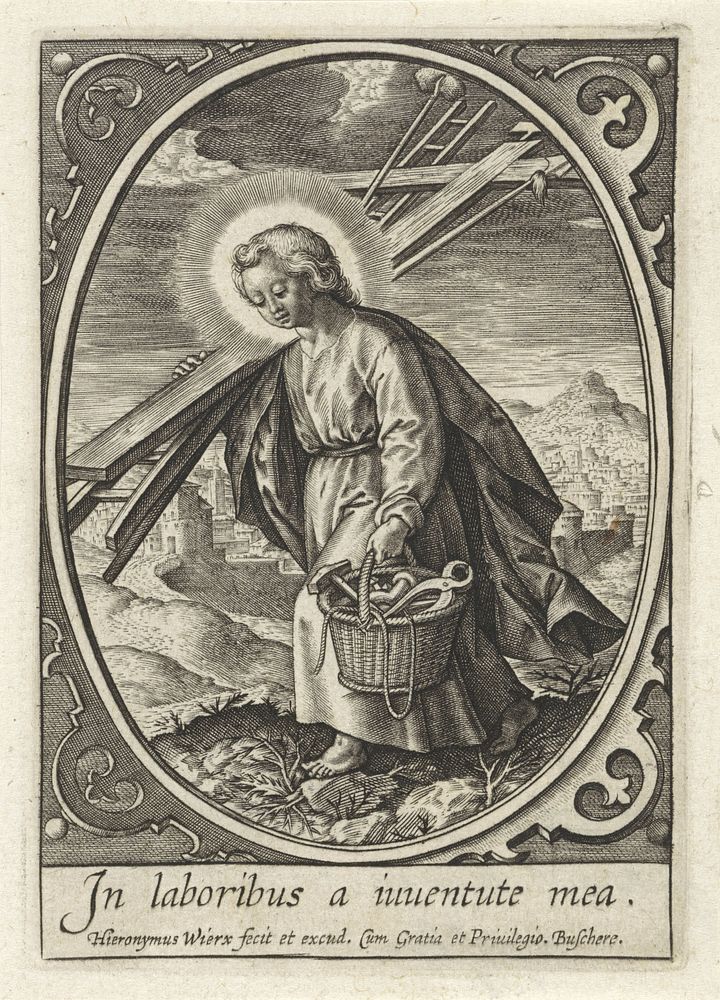 Christuskind draagt de passiewerktuigen (1563 - before 1619) by Hieronymus Wierix, Hieronymus Wierix and Joachim de Buschere
