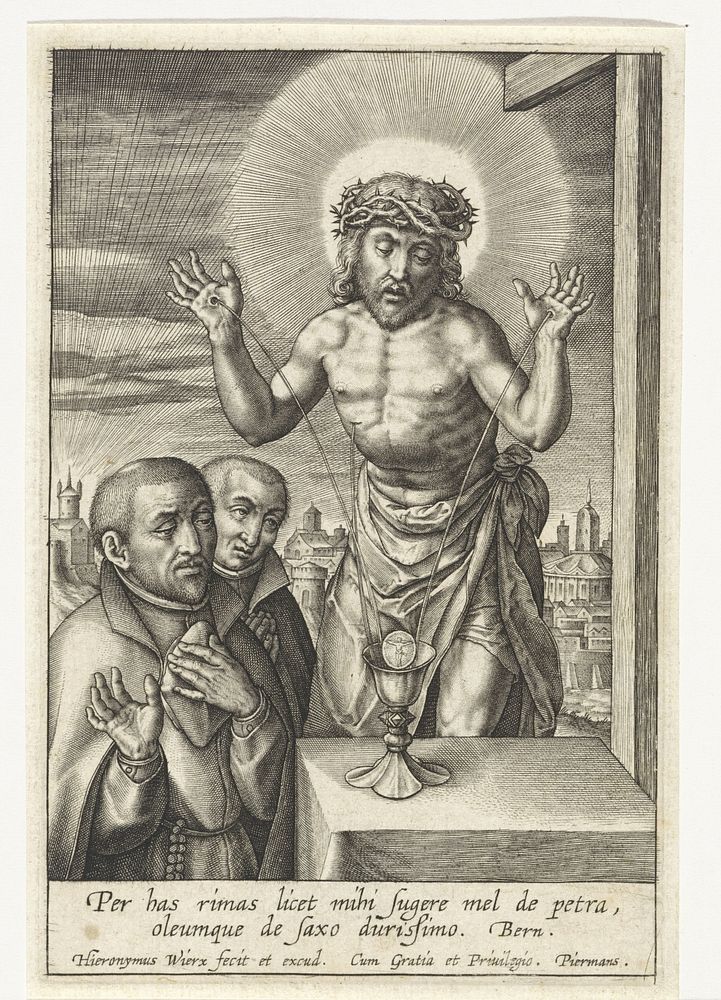 Bloed van Christus opgevangen in miskelk (1563 - before 1619) by Hieronymus Wierix, Hieronymus Wierix and Piermans