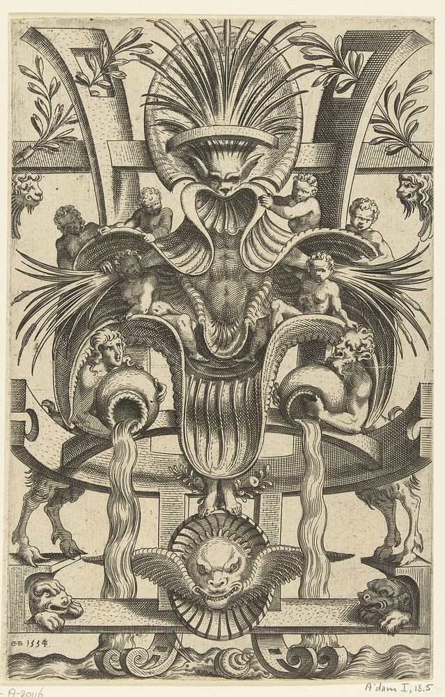 Rolwerk met zes kinderen (1554) by anonymous and Cornelis Bos
