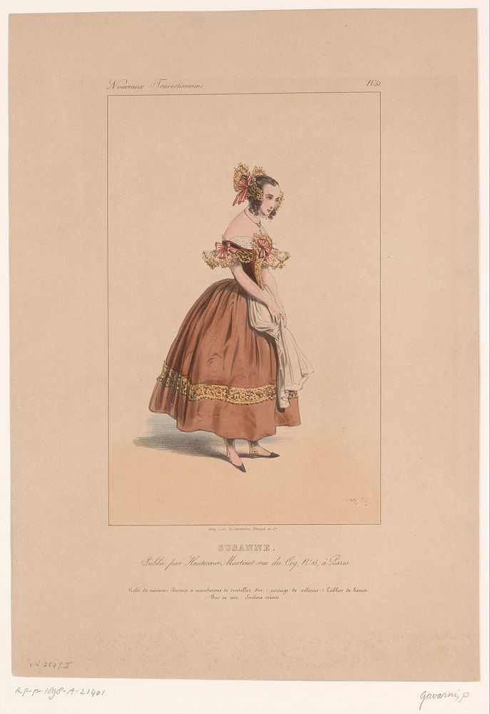 Vrouw in feestjurk (1814 - 1866) by Paul Gavarni, Benard Lemercier and Cie and Hautecoeur Martinet