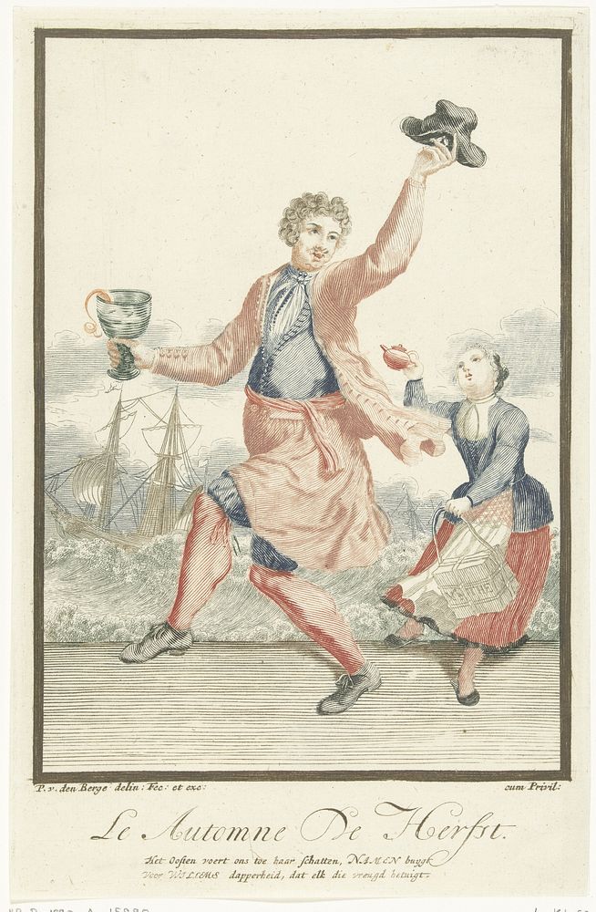 Dansende man met een roemer in zijn hand (1695 - 1697) by Pieter van den Berge, Pieter van den Berge, Pieter van den Berge…