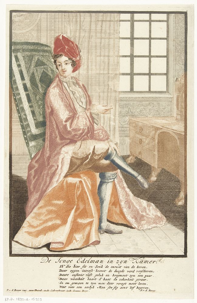 De jonge edelman in zijn kamer (1694 - 1737) by Pieter van den Berge, Pieter van den Berge and Pieter van den Berge