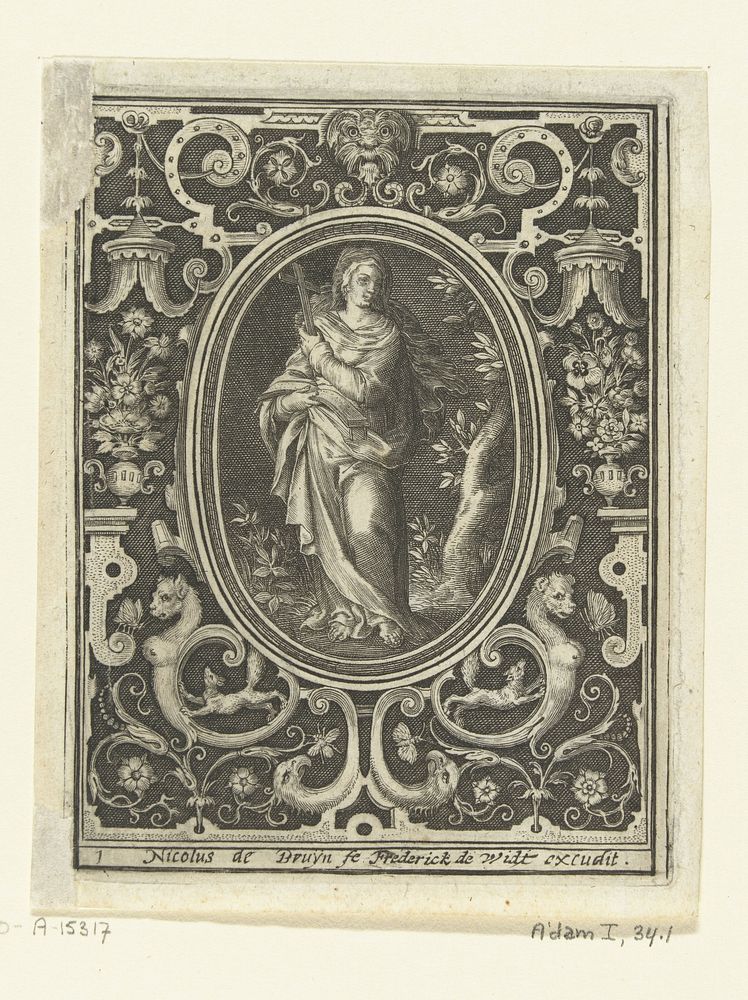 Vlakdecoratie met Fides (1639 - 1706) by Nicolaes de Bruyn, Nicolaes de Bruyn and Frederik de Wit