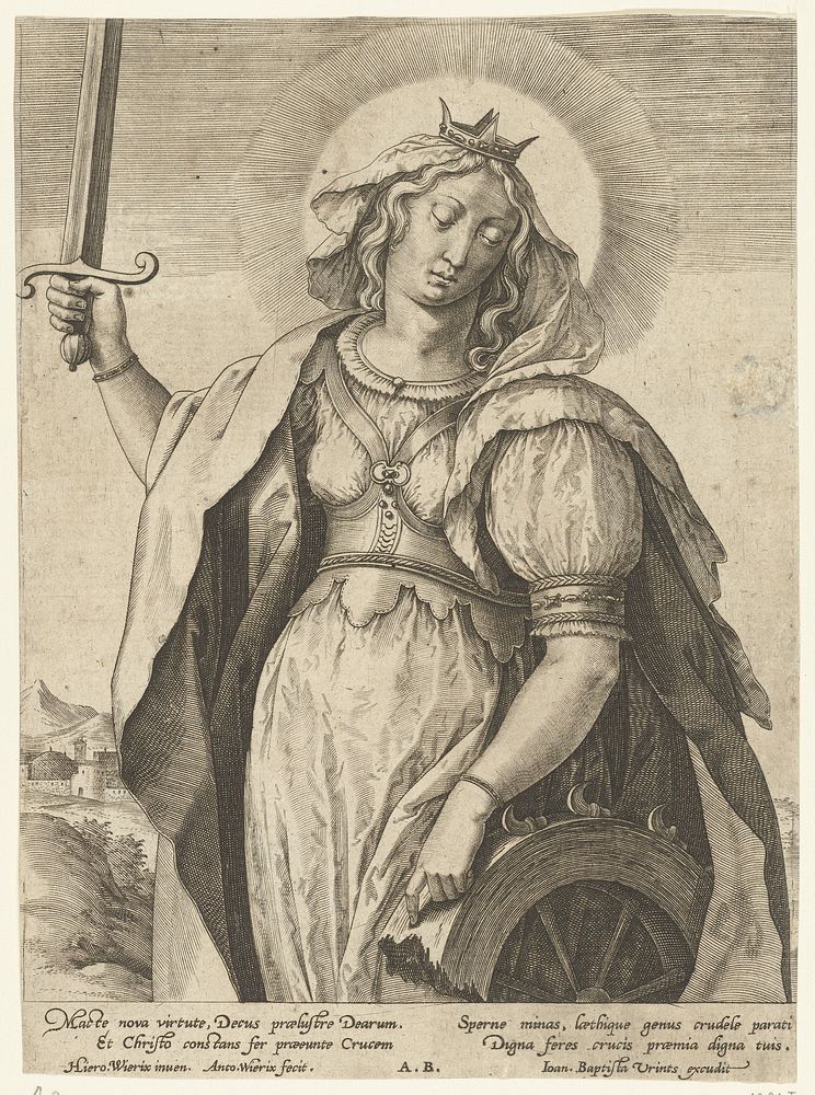 H. Catharina van Alexandrië (1565 - before 1604) by Antonie Wierix II, Hieronymus Wierix, Monogrammist AB eind 16e eeuw…