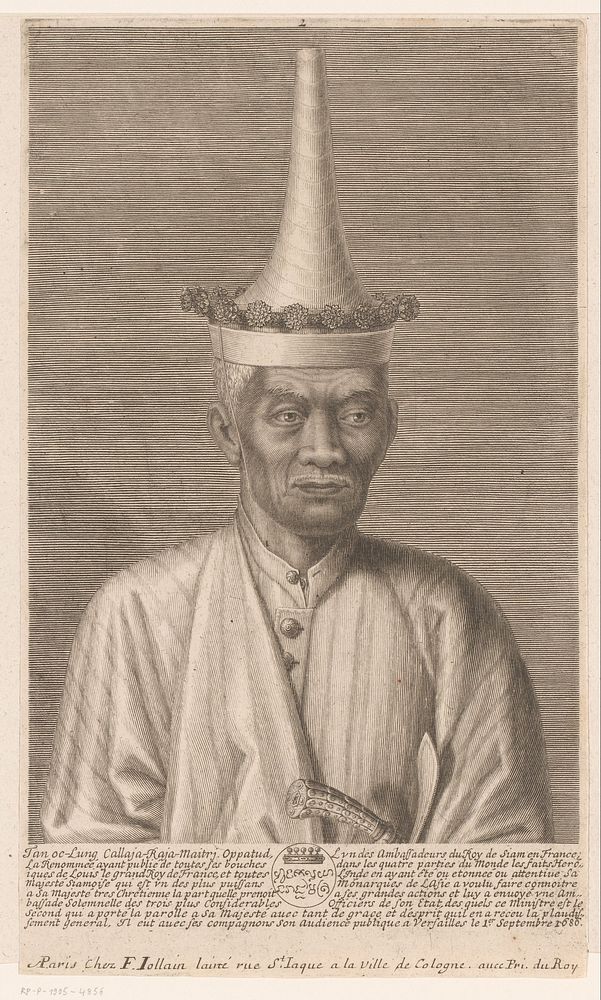 Portret van Tan-oc-Lung Callaja-Raja-Maitrj. Oppatud (1651 - 1704) by anonymous, François Jollain and Franse kroon