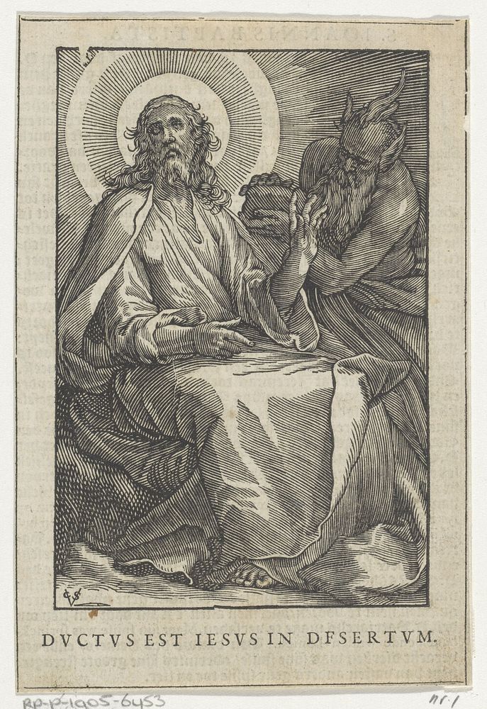 Verzoeking van Christus (1644) by Christoffel van Sichem II, Abraham Bloemaert and Pieter Jacobsz Paets