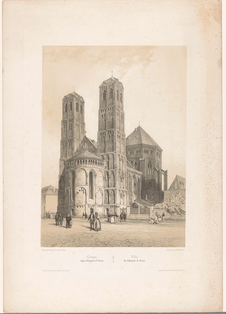 Zicht op de Sint-Gereonskerk in Keulen (1850) by Charles Claude Bachelier, Nicolas Marie Joseph Chapuy, Joseph Rose…
