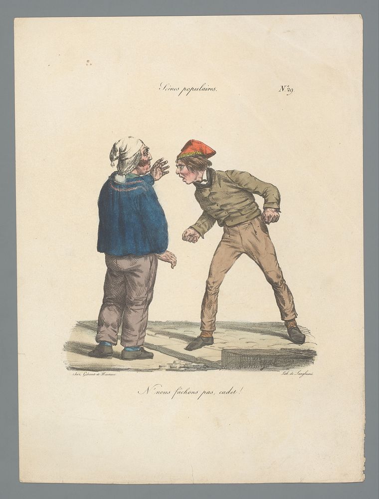 Jonge man valt uit naar oudere man (1823) by Edme Jean Pigal, Pierre Langlumé and Gihaut et Martinet