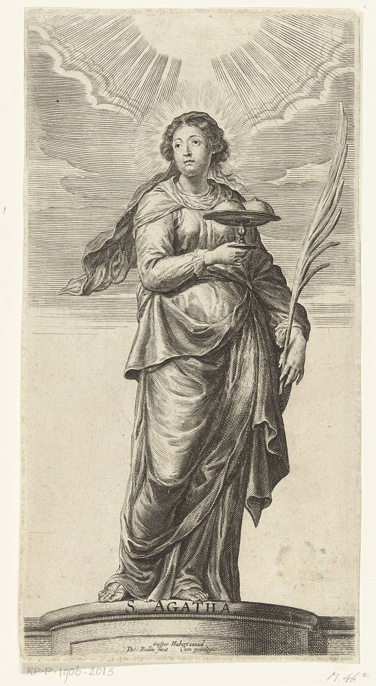 Heilige Agatha met schaal met afgesneden borsten (1623 - 1660) by Pieter de Bailliu I, Pieter de Bailliu I and Gaspar…