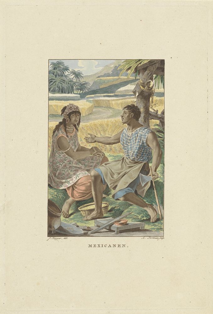 Bewoners van Mexico (1805) by Ludwig Gottlieb Portman and Jacques Kuyper