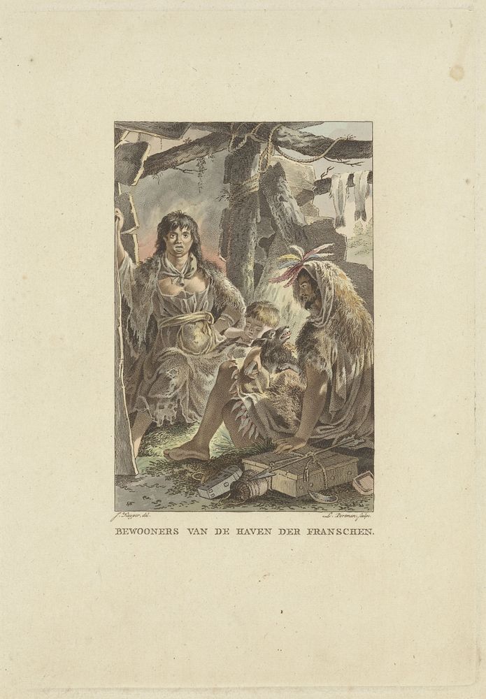 Gezin in hun hut (1804) by Ludwig Gottlieb Portman and Jacques Kuyper