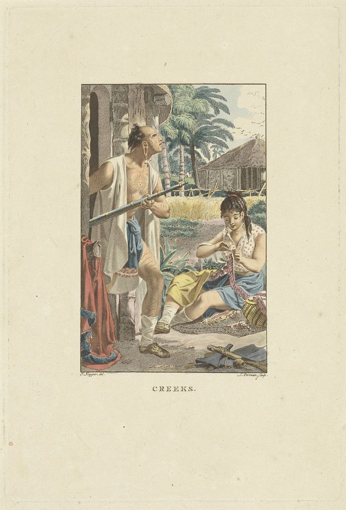 Echtpaar bij hun hut in het veld (1805) by Ludwig Gottlieb Portman and Jacques Kuyper