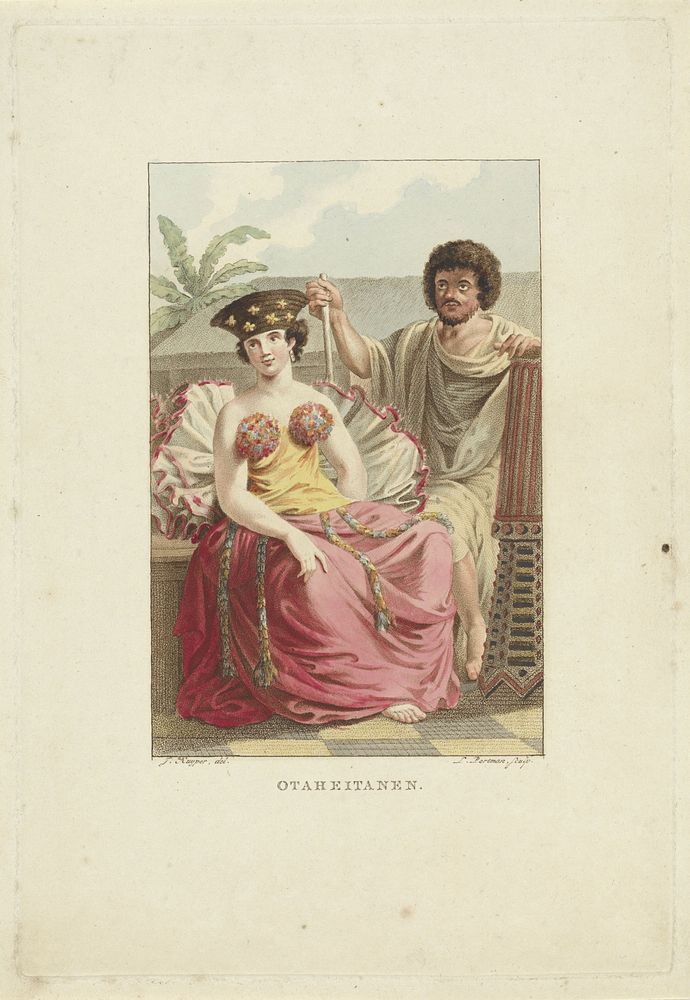 Bewoners van het eiland Otaheite (Tahiti) (1802) by Ludwig Gottlieb Portman and Jacques Kuyper