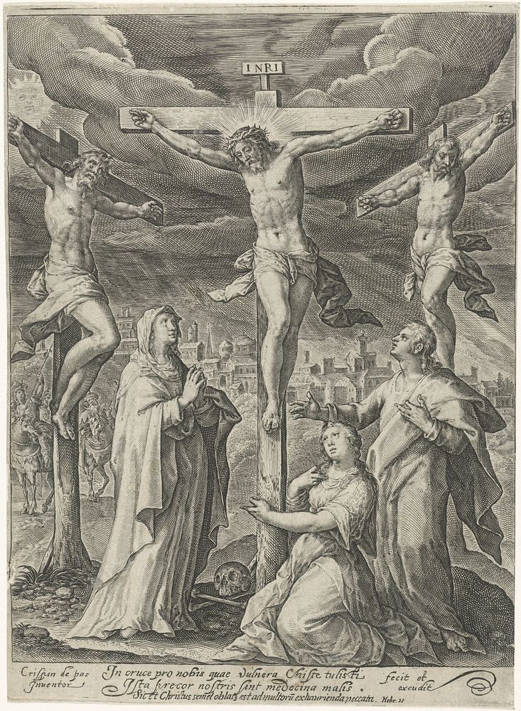 Kruisiging van Christus (1574 - 1637) by Crispijn van de Passe I, Crispijn van de Passe I and Crispijn van de Passe I