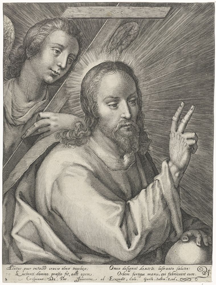 Christus als Salvator Mundi (1574 - 1637) by Crispijn van de Passe I, Crispijn van de Passe I, Guilhelm Salsman and Crispijn…