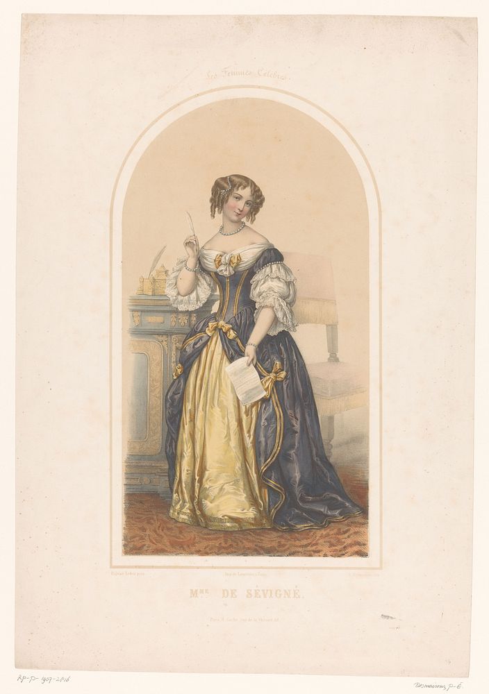 Portret van Madame de Sévigné (1851) by Émilien Desmaisons, Héloïse Leloir Colin, Benard Lemercier and Cie and Henry Gache