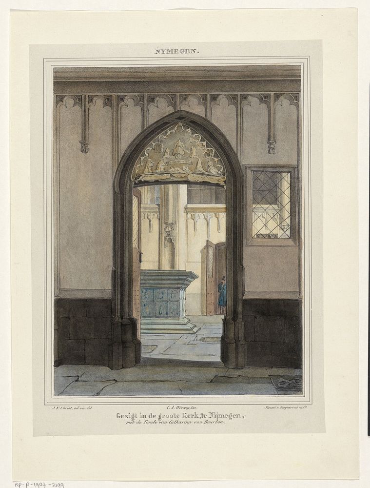 Gezicht op graftombe in de Stevenskerk in Nijmegen (1809 - 1845) by Johannes Franciscus Christ, Desguerrois and Co and C A…