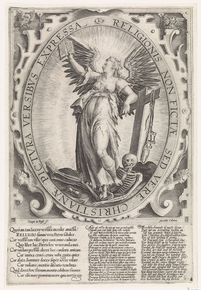 Religie vertrapt de Dood (1589 - 1611) by Crispijn van de Passe I, Monogrammist GF and Crispijn van de Passe I