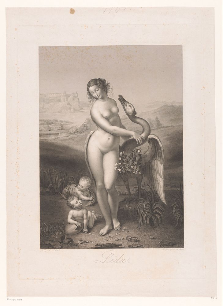 Leda en de zwaan (1835) by Jean Marie Leroux, Jean Marie Leroux and Leonardo da Vinci