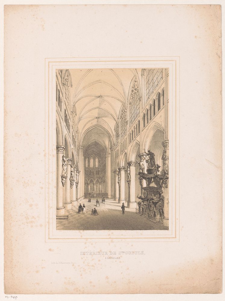 Interieur van de Sint-Michiel en Sint-Goedelekathedraal te Brussel (1834 - 1862) by Henri Borremans and Henri Borremans
