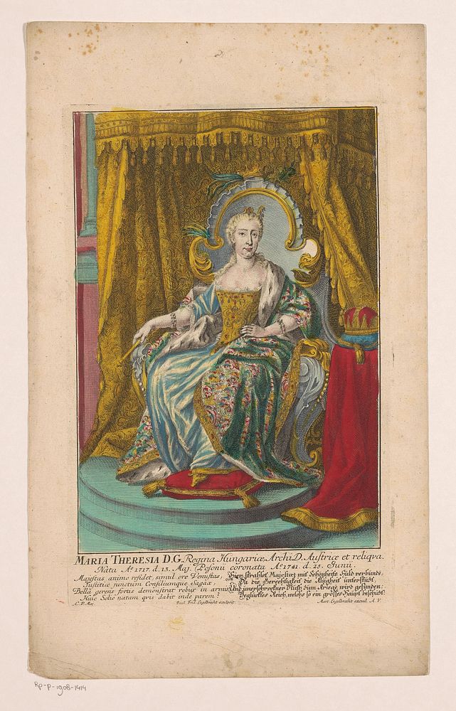 Portret van Maria Theresia (1741 - 1757) by Paul Friedrich Engelbrecht, Martin Engelbrecht, Karel VII Albrecht Duits keizer…