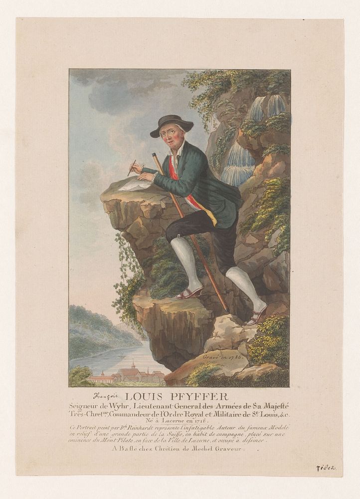 Portret van Franz Ludwig Pfyffer in de bergen (1786) by Christian von Mechel and Joseph Reinhart