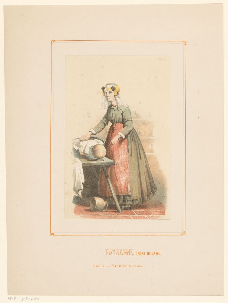 Meisje in Noord-Hollandse klederdracht (1849 - 1873) by Jan Striening and J J van Brederode