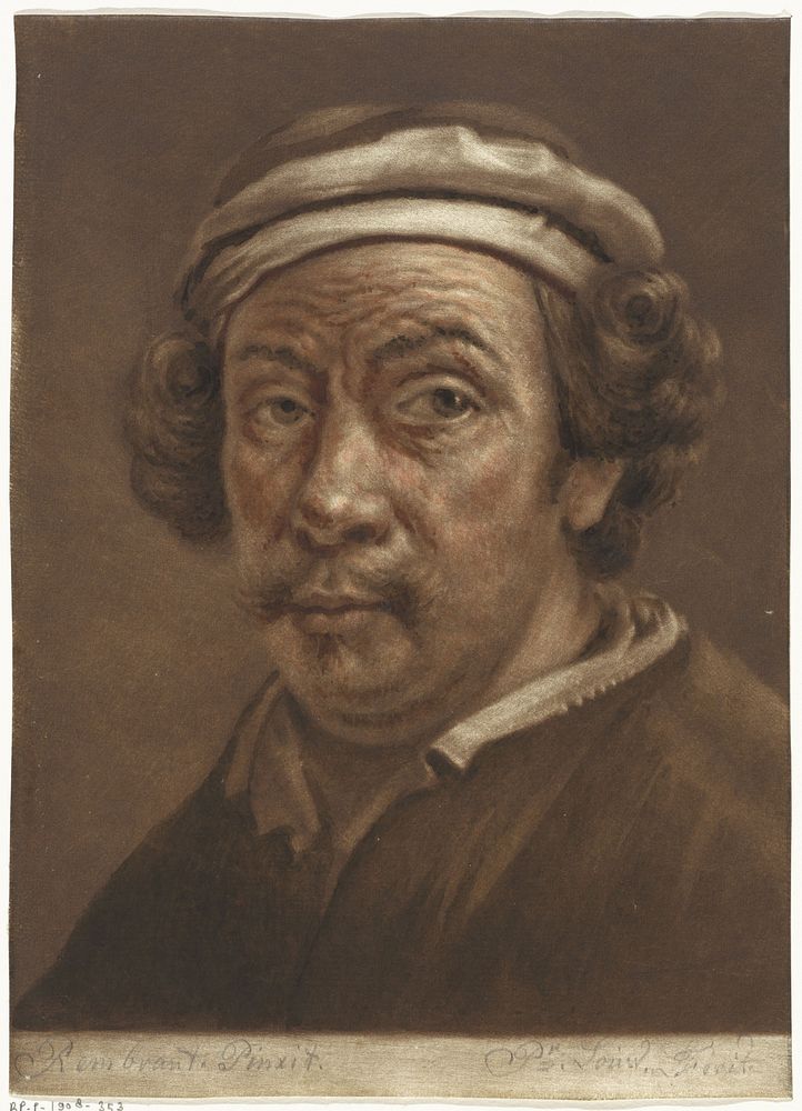 Portret van Rembrandt van Rijn (1743 - 1800) by Pieter Louw and Rembrandt van Rijn