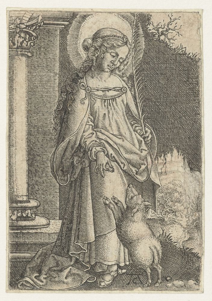 Heilige Agnes (1520 - 1562) by Monogrammist AC 16e eeuw and Allaert Claesz