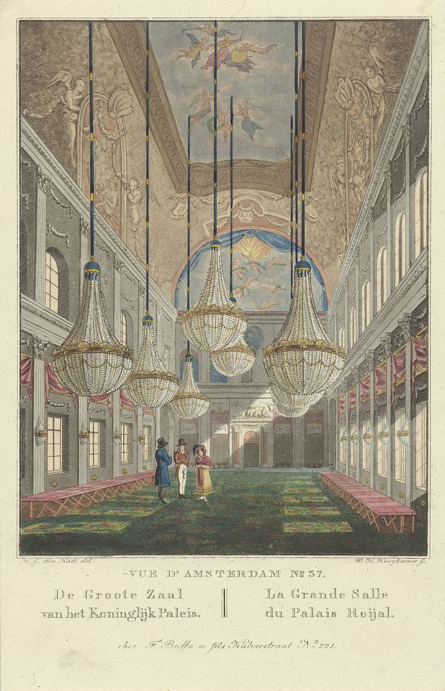 Interieur van het Koninklijk Paleis Amsterdam (1800 - 1864) by Willem Hendrik Hoogkamer, Herman Frederik Carel ten Kate and…
