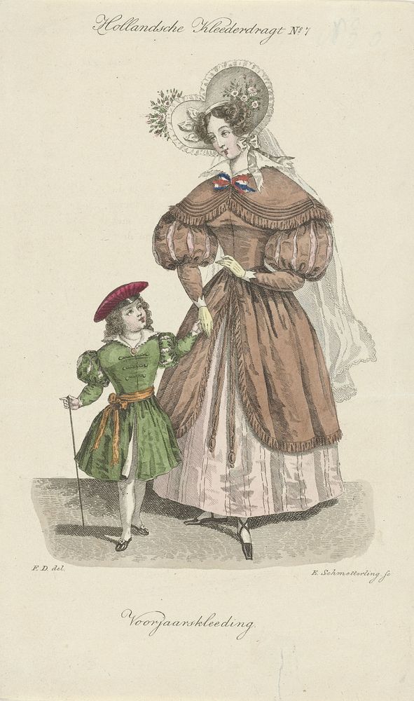 Jonge vrouw en kind in voorjaarskleren 1832 (1832) by Elisabeth Barbara Schmetterling, Monogrammist FD inventor del and…