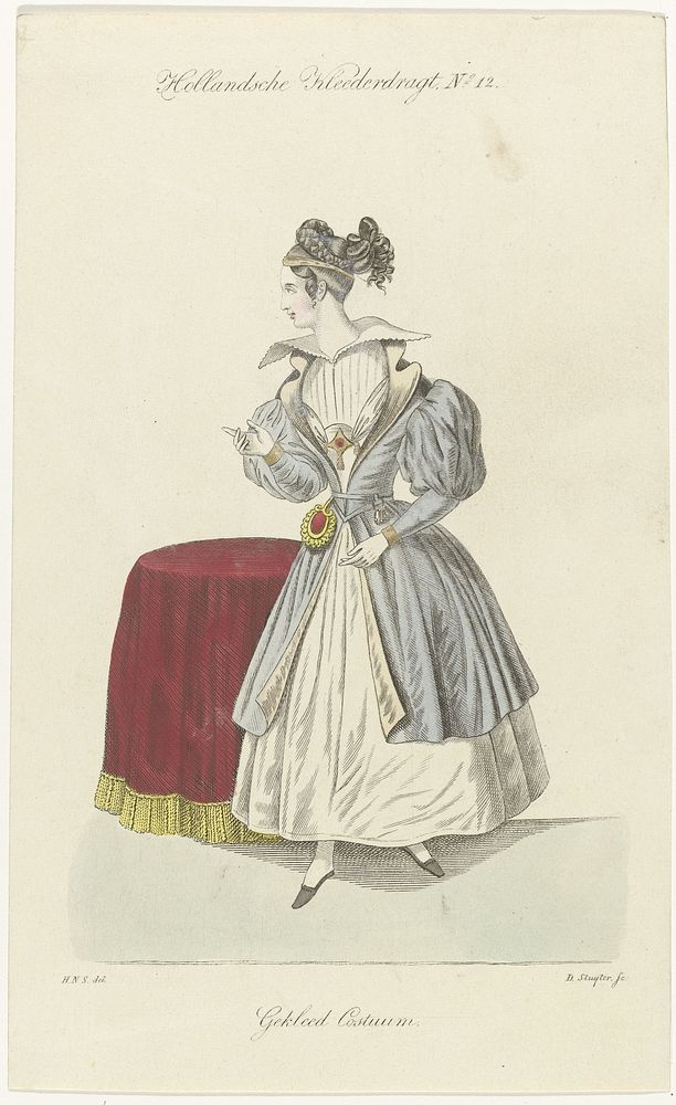 Euphrosyne, tijdschrift voor de Hollandsche Kleeding, 1832 : Hollandsche Kleederdragt, No. 12 : Gekleed Costuum (1832) by…