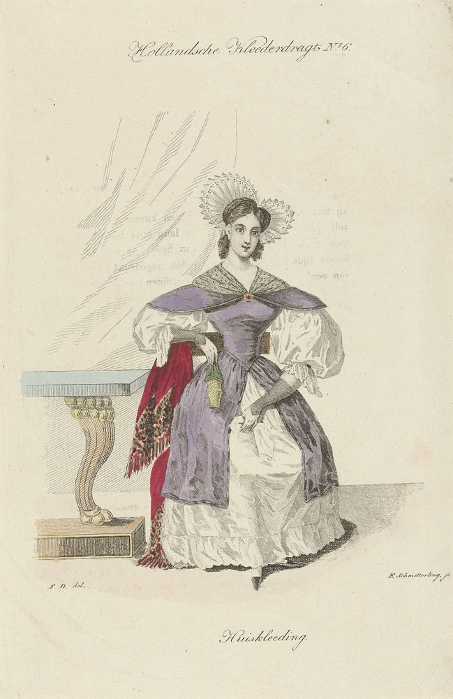 Jonge vrouw in huiskleding (1832) by Elisabeth Barbara Schmetterling, Monogrammist FD inventor del and Gebroeders Diederichs