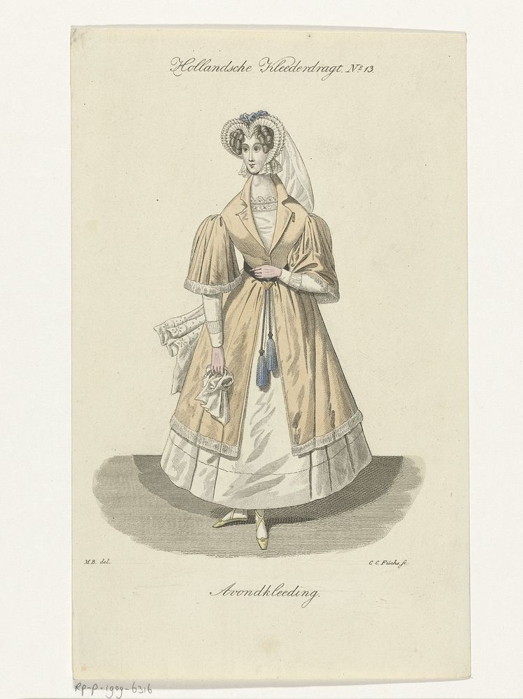 Vrouw in avondkleding (1802 - 1855) by Carl Cristiaan Fuchs and Monogrammist MB inventor