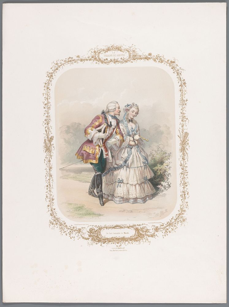 Jongeman maakt een vrouw het hof (1852 - 1857) by A Charpentier, Eugène Guérard, Jacomme and Cie and Goupil and Cie