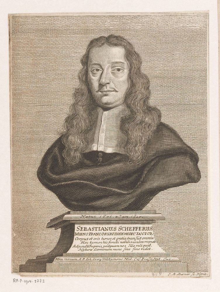 Portret van Sebastian Scheffer (1686 - 1720) by Johann Alexander Böner and Johann Georg Volckamer I