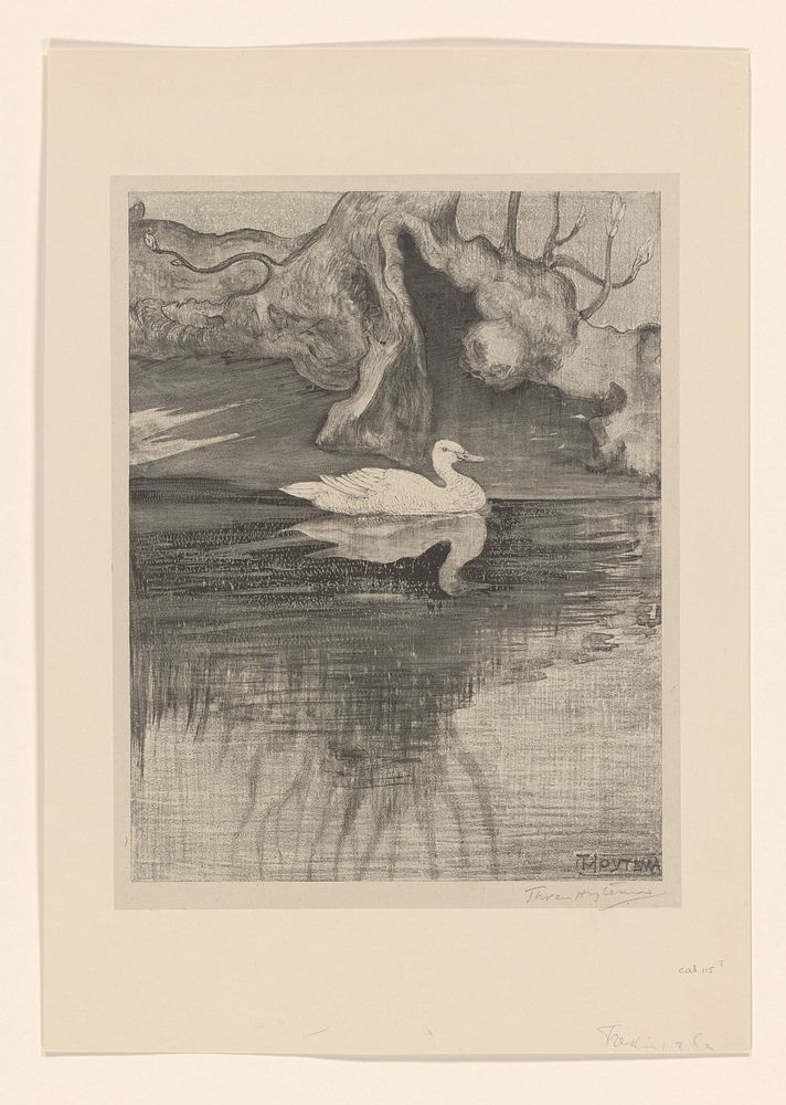 Vijver met eend (1878 - 1914) by Theo van Hoytema
