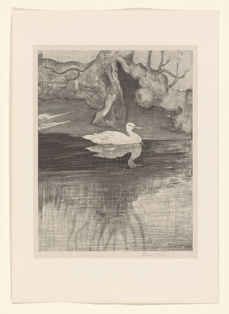 Vijver met eend (1878 - 1914) by Theo van Hoytema