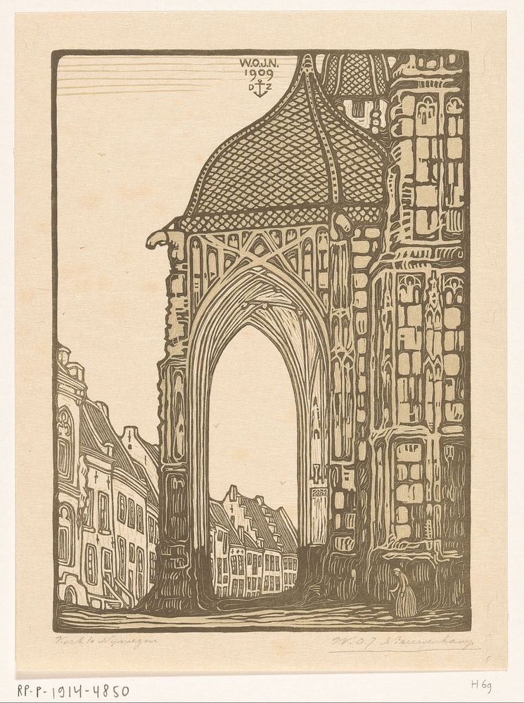 Portaal van de Grote of Sint-Stevenskerk in Nijmegen (1909) by Wijnand Otto Jan Nieuwenkamp