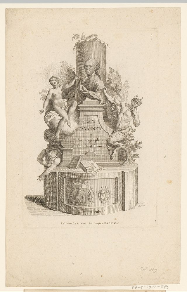 Portret van Gottlieb Wilhelm Rabener (1731 - 1788) by Johann Esaias Nilson