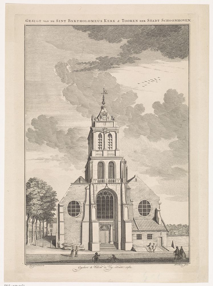 Gezicht op de Bartholomeüskerk te Schoonhoven (1762) by Jan Punt, Willem Fortuyn, Gijsbert de Vrij and Willem de Vrij