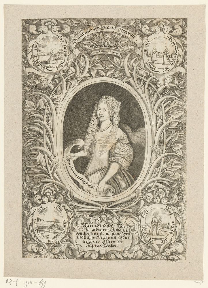 Portret van Maria Elisabeth Wiessner (1650 - 1699) by C Ottenhofer