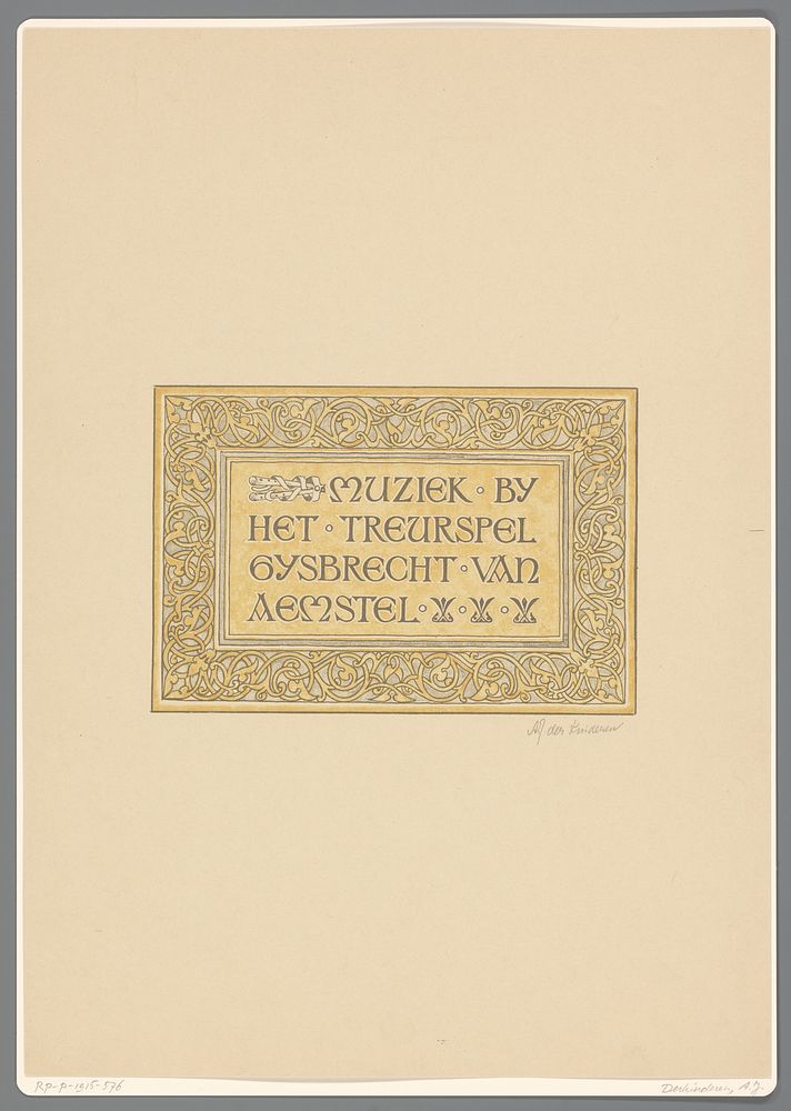Muziek by het treurspel Gysbreght van Aemstel (1894 - 1901) by Antoon Derkinderen, Tresling and Comp and Erven F Bohn
