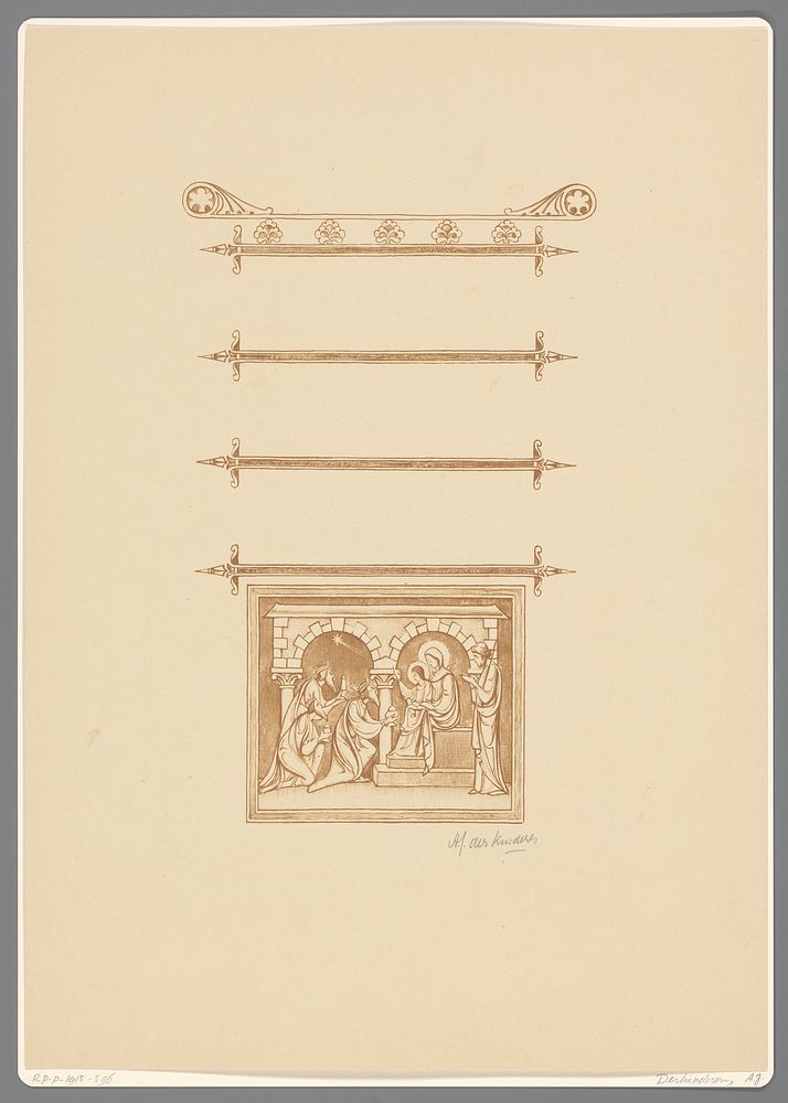 Aanbidding door de koningen (1894 - 1901) by Antoon Derkinderen, Tresling and Comp and Erven F Bohn