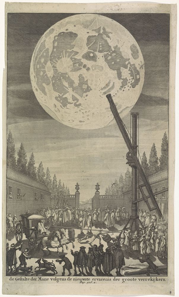 Gestalte van de maan volgens de nieuwste verrekijkers (1690) by anonymous and Wilhelmus Goeree I
