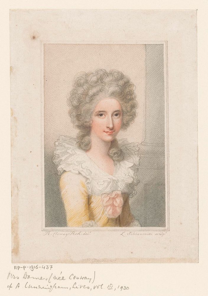 Portret van beeldhouwer Anne Seymour Damer (1791) by Luigi Schiavonetti and Richard Cosway
