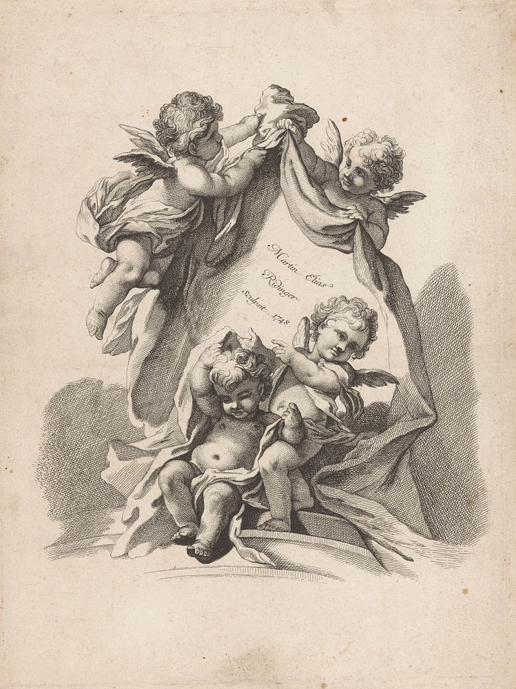 Vier putti (1748) by Martin Elias Ridinger and François Boucher