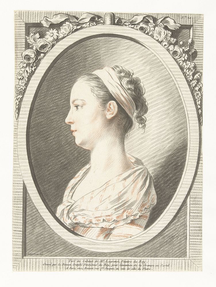 Buste van een jonge vrouw (1773 - 1774) by Louis Marin Bonnet, Louis Jean François Lagrenée I and Louis Marin Bonnet